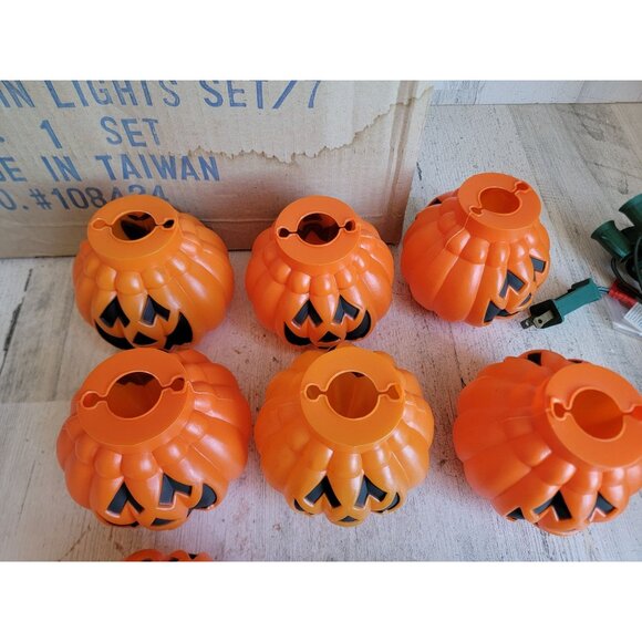 Lillian Vernon outdoor pumpkin light set Halloween Jack O'Lantern decor vintage - Picture 6 of 10